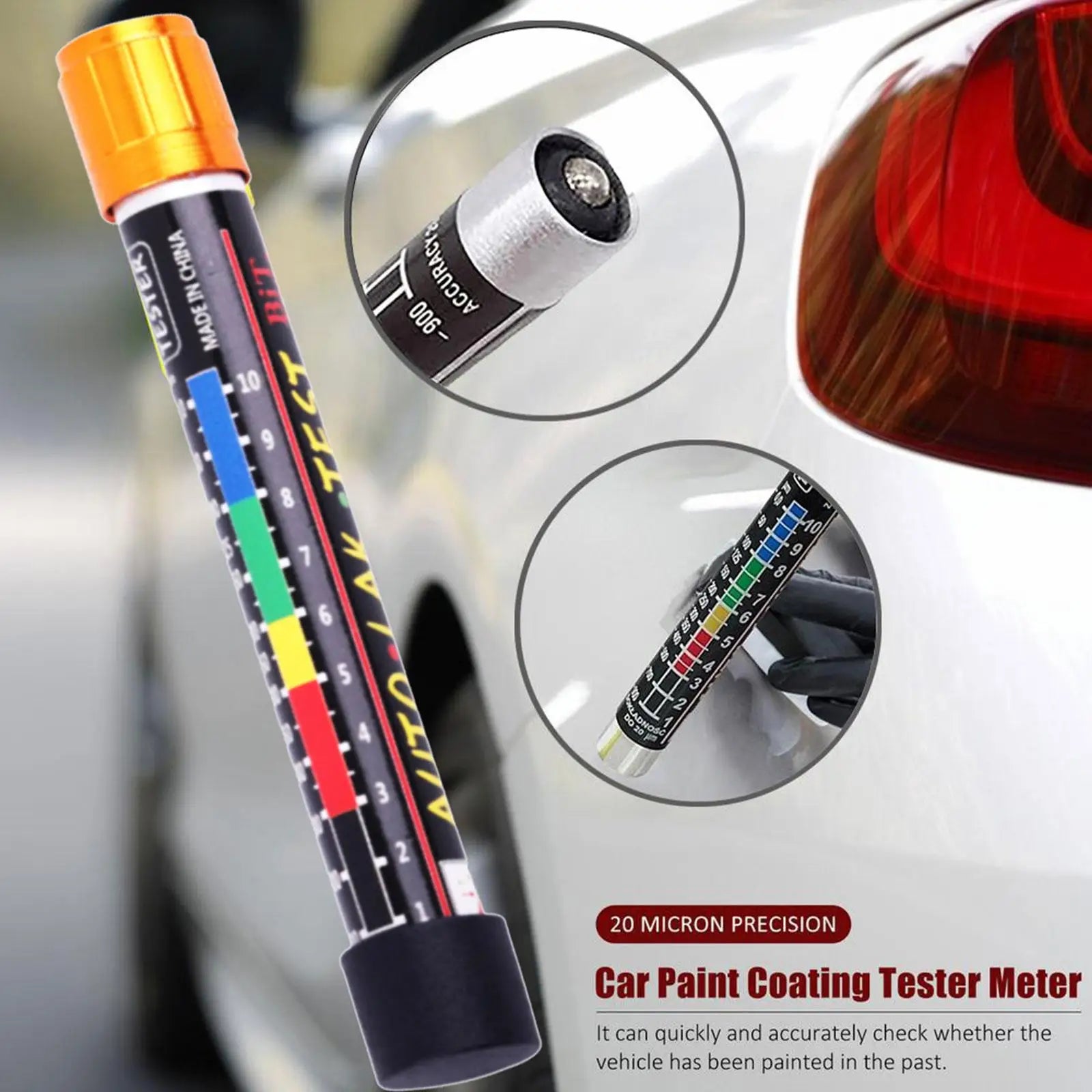 1PC Car Paint Thickness Tester Gauge Auto Paint Cars Paint Crash Check Test Paint Tester with Magnetic Tip Scale